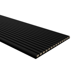 Panneau acoustique bois rainuré noir.